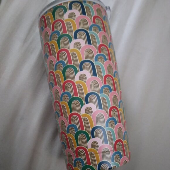 Retro Rainbows designed metal tumbler, 17 Oz - Picture 1 of 5